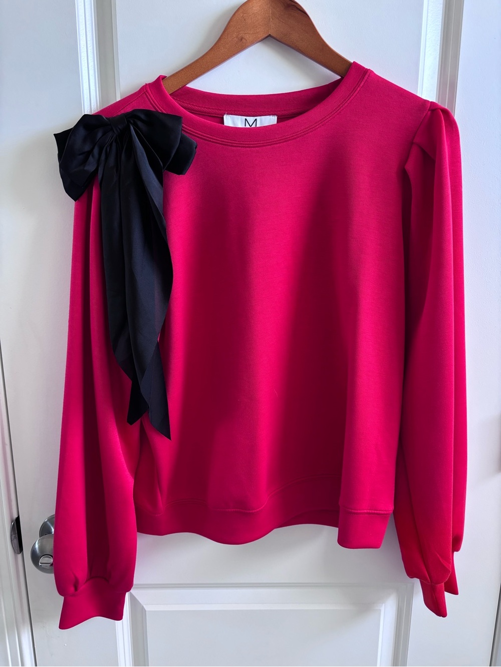 Magaschoni Ribbon Red Top with Black Bow